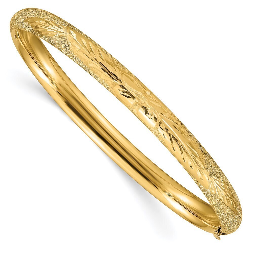 Kazi Luxury 14k 4/16 Laser Cut Hinged Bangle Bracelet